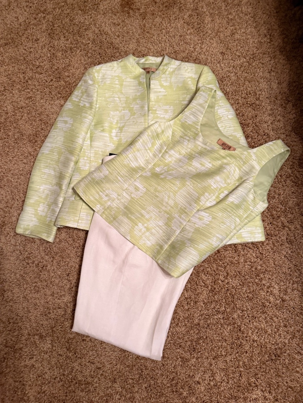 Kasper Light Green Floral Jacket & Shell Set